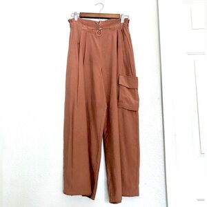 Anthropologie Terracotta High-Waisted Wide-Leg Trousers